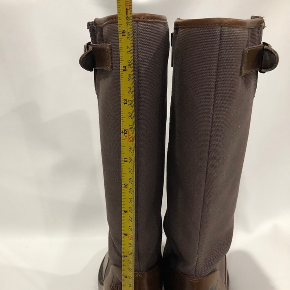 Sorel Lux Leather Wedged Boots Brown Side Zippers - Picture 15 of 16